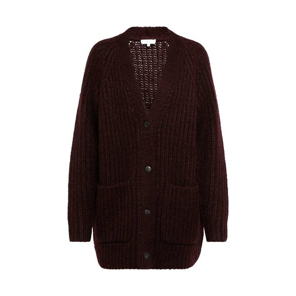 Vince Ribbed Wool Blend Pocket Cardigan H Plum Wine Size XXXL NEW NWT - Picture 2 of 10